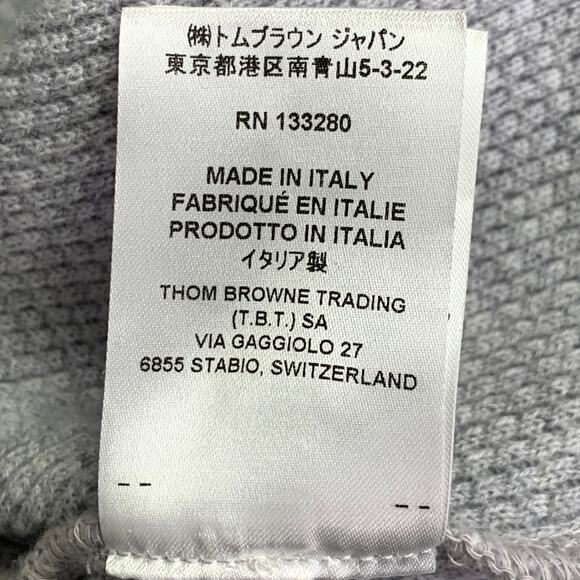 THOM BROWNE Size XL Grey Cream Cashmere Wool Waffle Hoodie Casual Top - Picture 9 of 9